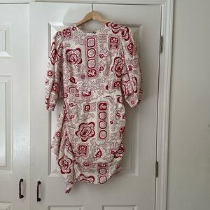 RHODE Red and Cream Printed Short Dress
